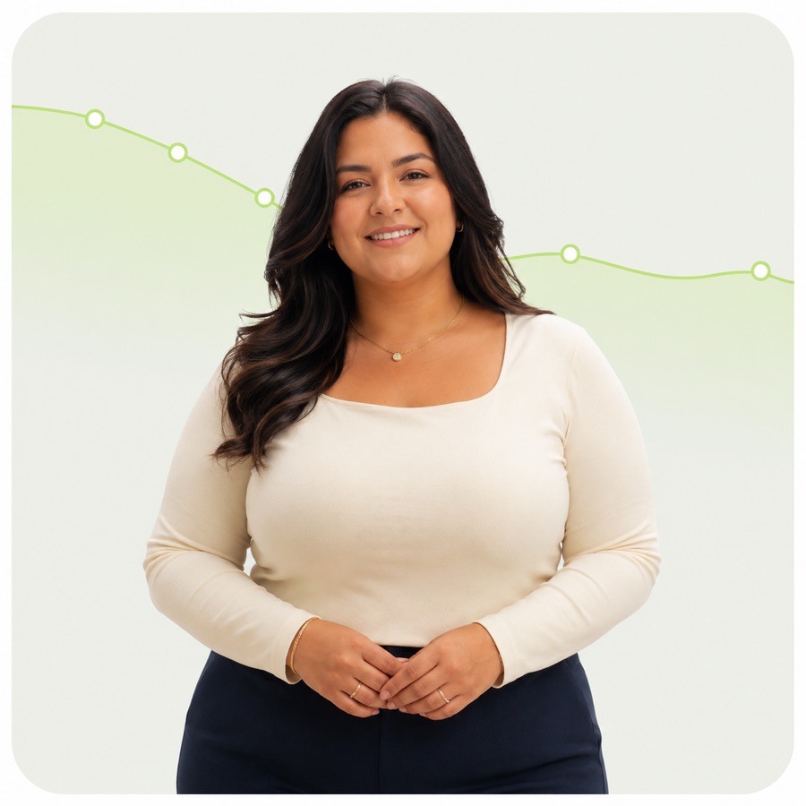 Mujer con resultados de pérdida de peso